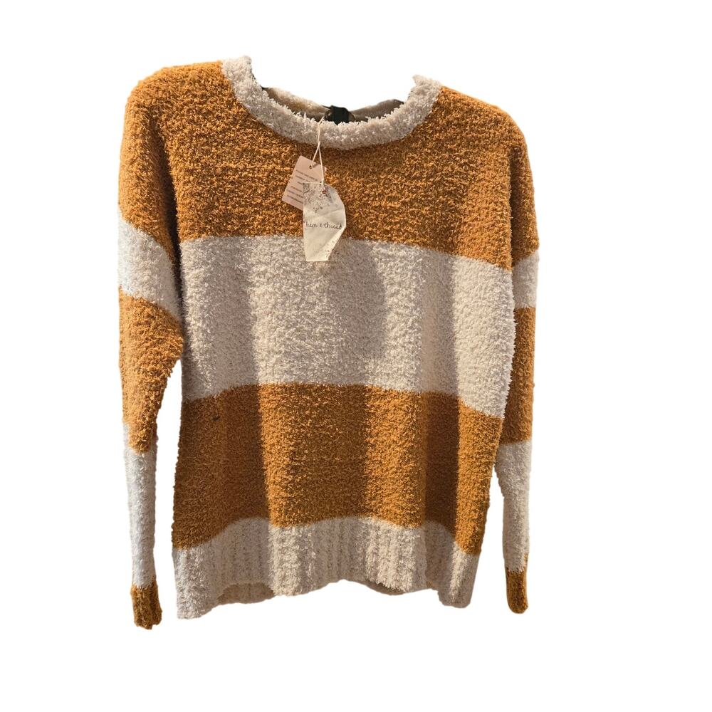 NWT Hem and Thread Mustard & Cream Sweater SZ Large